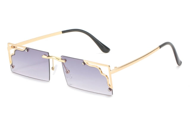 Women's Rectangular Rimless 'Daylight' Metal Sunglasses