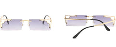 Women's Rectangular Rimless 'Daylight' Metal Sunglasses