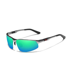 Men's Polarized Rimless Rectangular 'Geometric' Metal Sunglasses