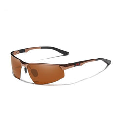 Men's Polarized Rimless Rectangular 'Geometric' Metal Sunglasses