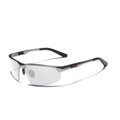 Men's Polarized Rimless Rectangular 'Geometric' Metal Sunglasses