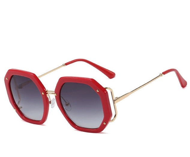 Women's Oversized Polygon 'Umber' Metal Sunglasses