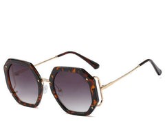 Women's Oversized Polygon 'Umber' Metal Sunglasses