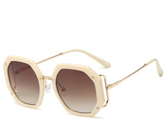 Women's Oversized Polygon 'Umber' Metal Sunglasses