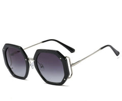 Women's Oversized Polygon 'Umber' Metal Sunglasses