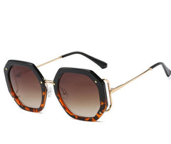 Women's Oversized Polygon 'Umber' Metal Sunglasses