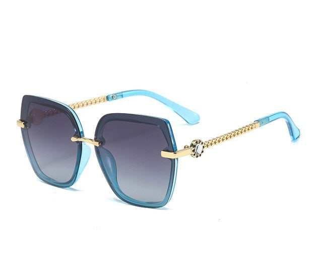 Women's Polarized Oversized Square 'Deborah' Metal Sunglasses