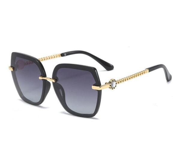 Women's Polarized Oversized Square 'Deborah' Metal Sunglasses