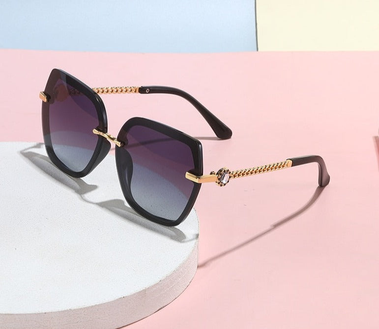 Women's Polarized Oversized Square 'Deborah' Metal Sunglasses