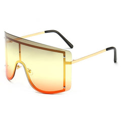 Women's Oversized Rimless Rectangle 'Pellucid' Metal Sunglasses