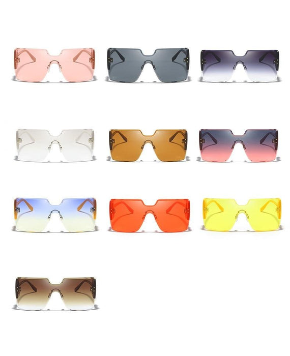 Women's Rimless Square 'Slimming Party' Plastic Sunglasses