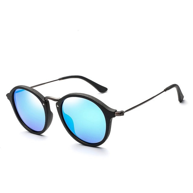 Unisex Polarized Round 'Pinkish' Wooden Metal Sunglasses