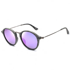 Unisex Polarized Round 'Pinkish' Wooden Metal Sunglasses