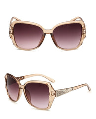 Women's Oversized Square 'Lightning Crystal' Plastic Sunglasses