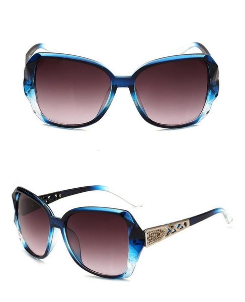 Women's Oversized Square 'Lightning Crystal' Plastic Sunglasses