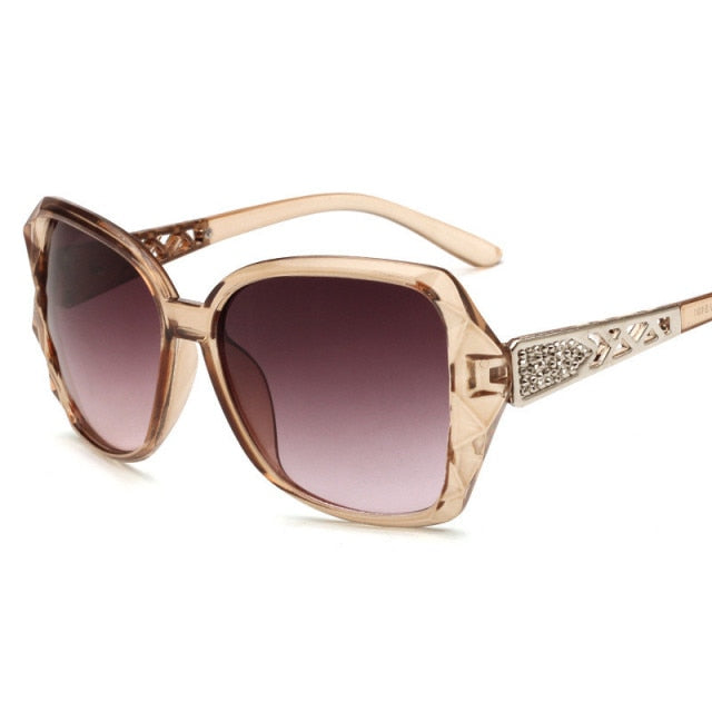 Women's Oversized Square 'Lightning Crystal' Plastic Sunglasses