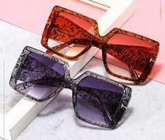 Women's Oversized Rectangular 'Wipe Away' Plastic Sunglasses