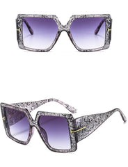 Women's Oversized Rectangular 'Wipe Away' Plastic Sunglasses