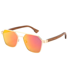 Unisex Polarized Hexagonal 'Warhorse Titan' Wooden Metal Sunglasses