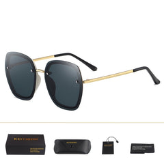 Women's Oversized Square Polarized 'Endless Love' Metal Sunglasses