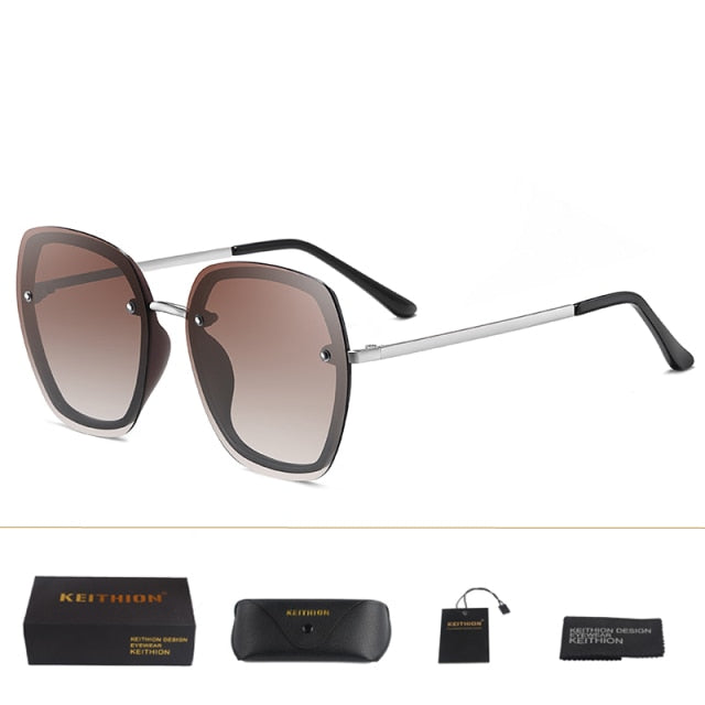 Women's Oversized Square Polarized 'Endless Love' Metal Sunglasses