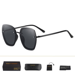 Women's Oversized Square Polarized 'Endless Love' Metal Sunglasses