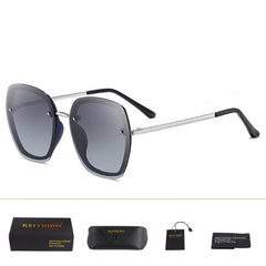 Women's Oversized Square Polarized 'Endless Love' Metal Sunglasses