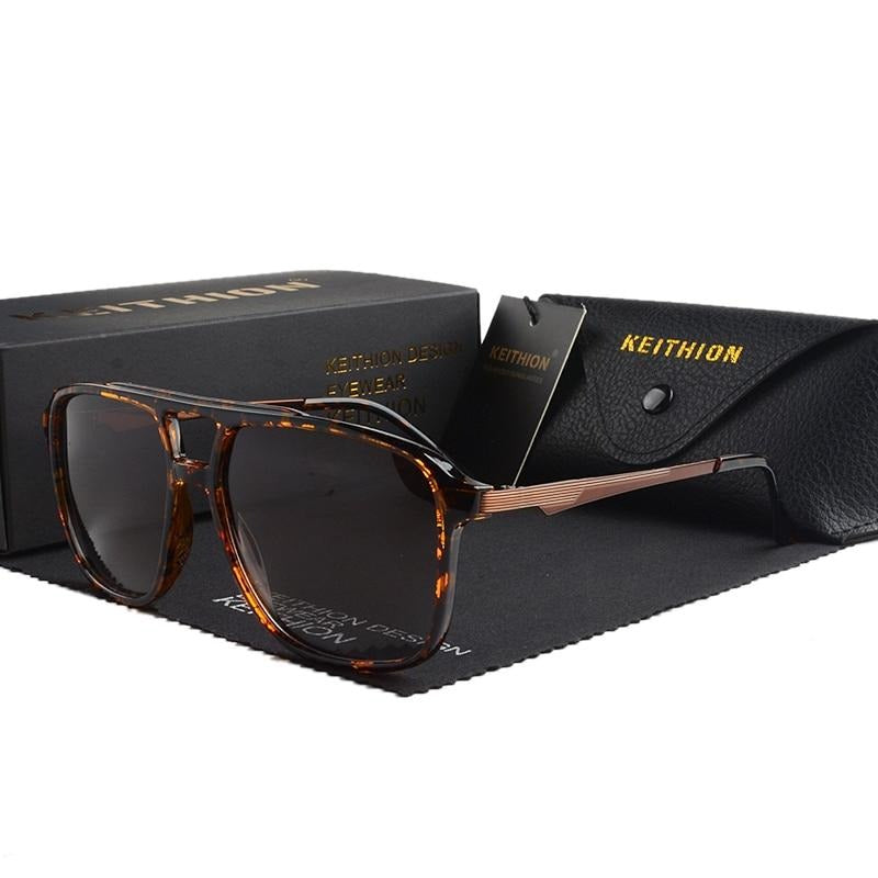 Unisex Polarized Square 'Nifty' Metal Sunglasses