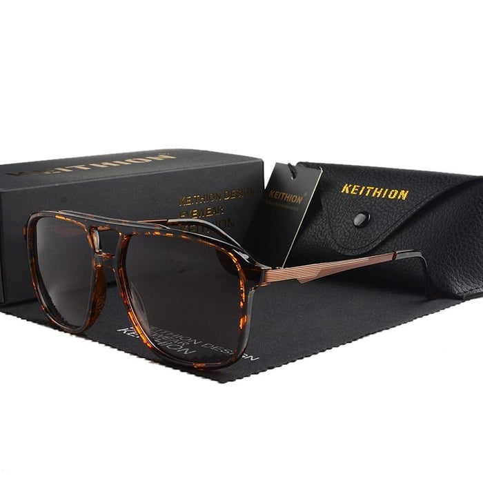 Unisex Polarized Square 'Nifty' Metal Sunglasses
