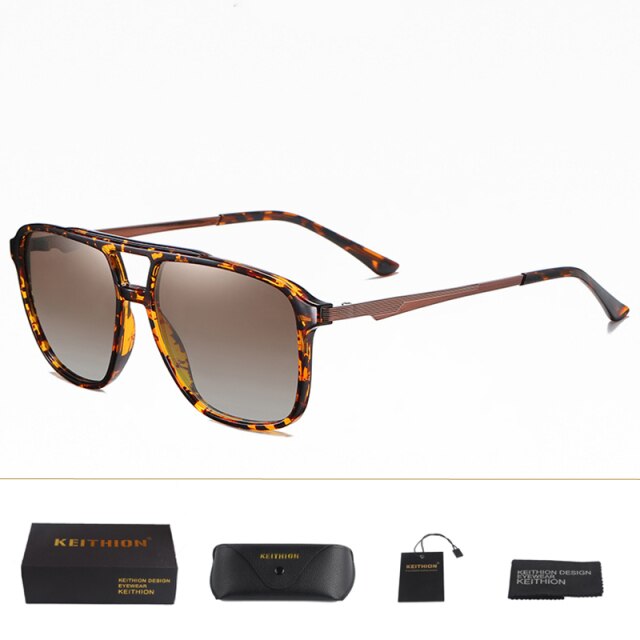 Unisex Polarized Square 'Nifty' Metal Sunglasses