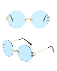 Unisex Rimless Round 'Sabina Sexy' Metal Sunglasses