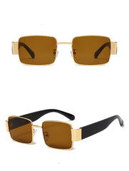 Unisex Small Square 'Jessie' Plastic x Metal Sunglasses