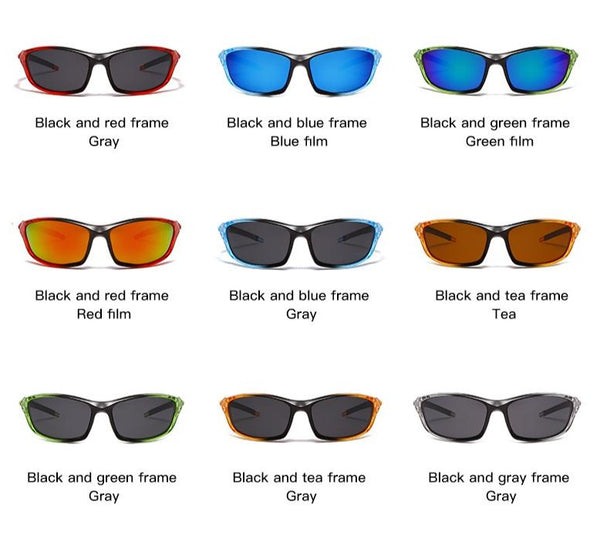 Unisex Polarized Rectangular 'Rider' Plastic Sports Sunglasses