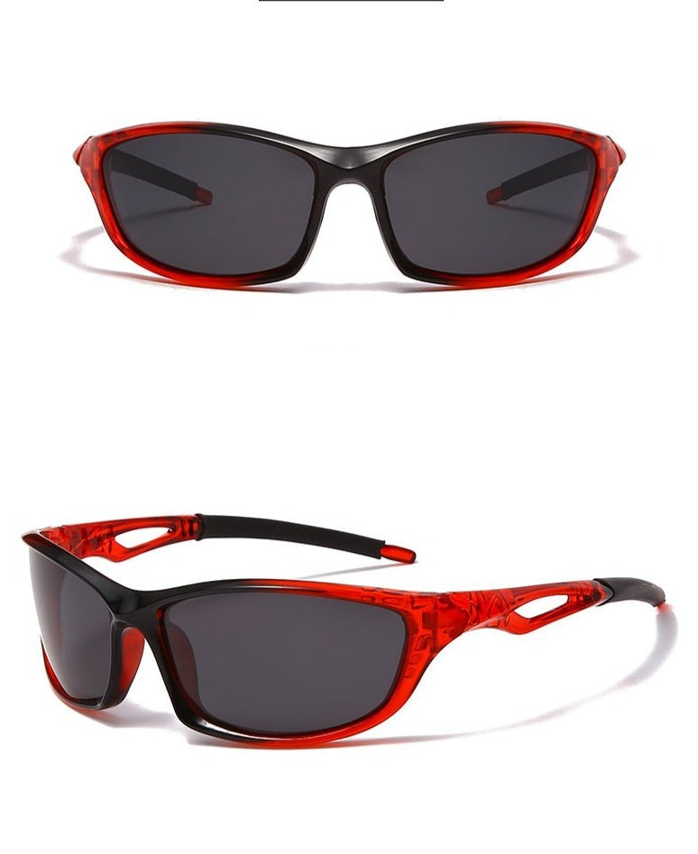 Unisex Polarized Rectangular 'Rider' Plastic Sports Sunglasses