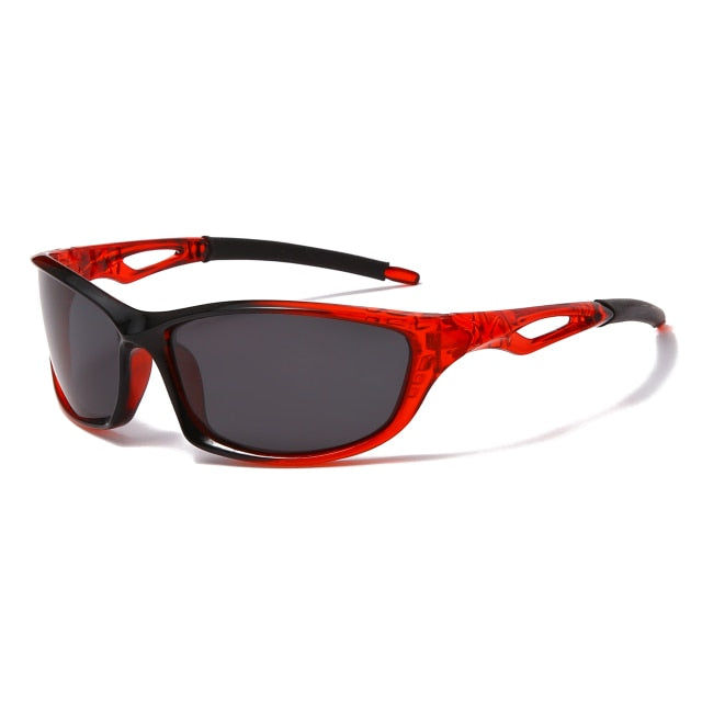 Unisex Polarized Rectangular 'Rider' Plastic Sports Sunglasses