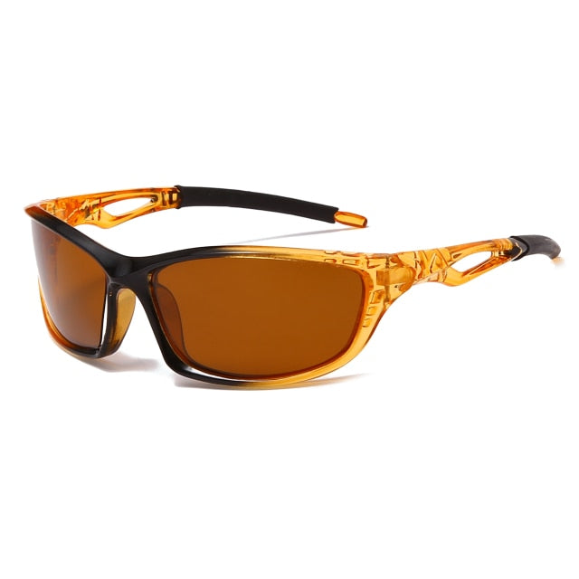 Unisex Polarized Rectangular 'Rider' Plastic Sports Sunglasses