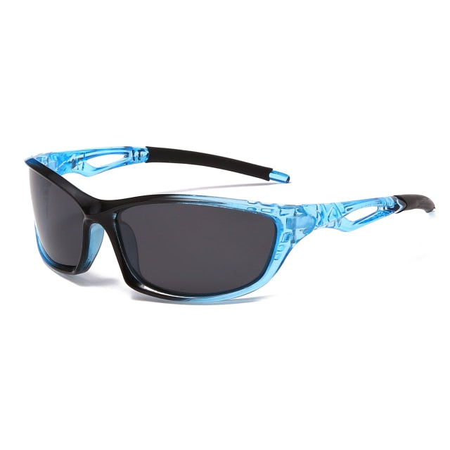 Unisex Polarized Rectangular 'Rider' Plastic Sports Sunglasses
