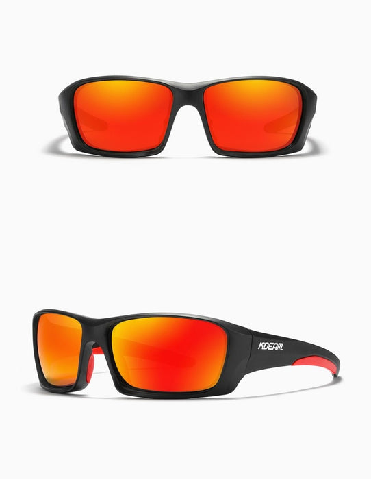 Men's Sports Rectangular  'Jiggy' Plastic Polarized Sunglasses