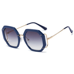 Women's Oversized Polygon 'Umber' Metal Sunglasses