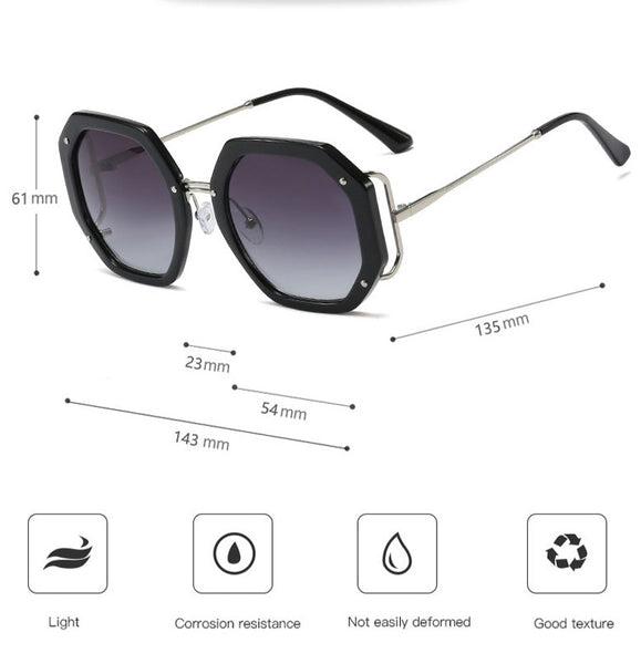 Women's Oversized Polygon 'Umber' Metal Sunglasses