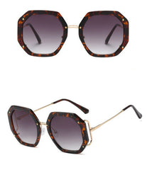 Women's Oversized Polygon 'Umber' Metal Sunglasses