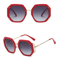 Women's Oversized Polygon 'Umber' Metal Sunglasses