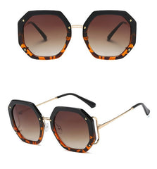 Women's Oversized Polygon 'Umber' Metal Sunglasses