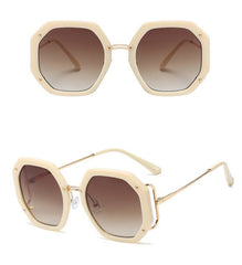 Women's Oversized Polygon 'Umber' Metal Sunglasses