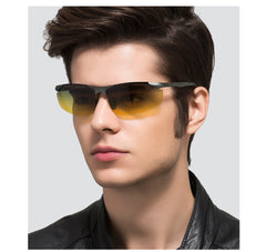 Men's Sports Rimless Oval 'Mega Throne' Metal Sunglasses