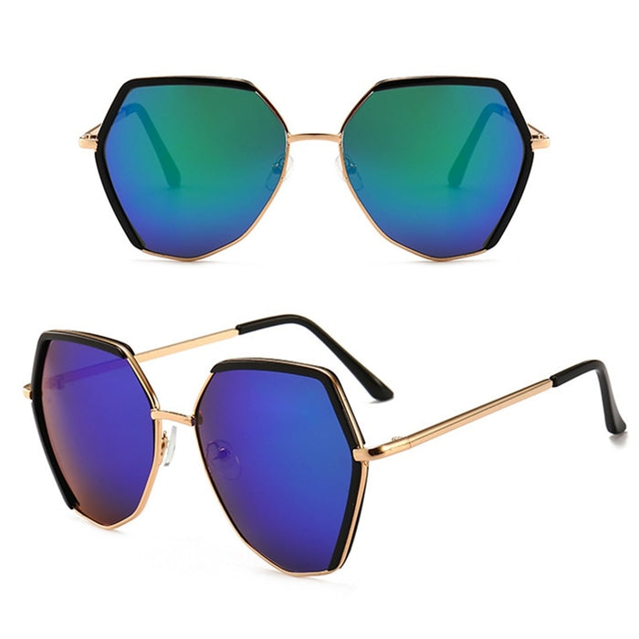Unisex Hexagonal Semi-rimless 'Valley Sun' Metal Sunglasses