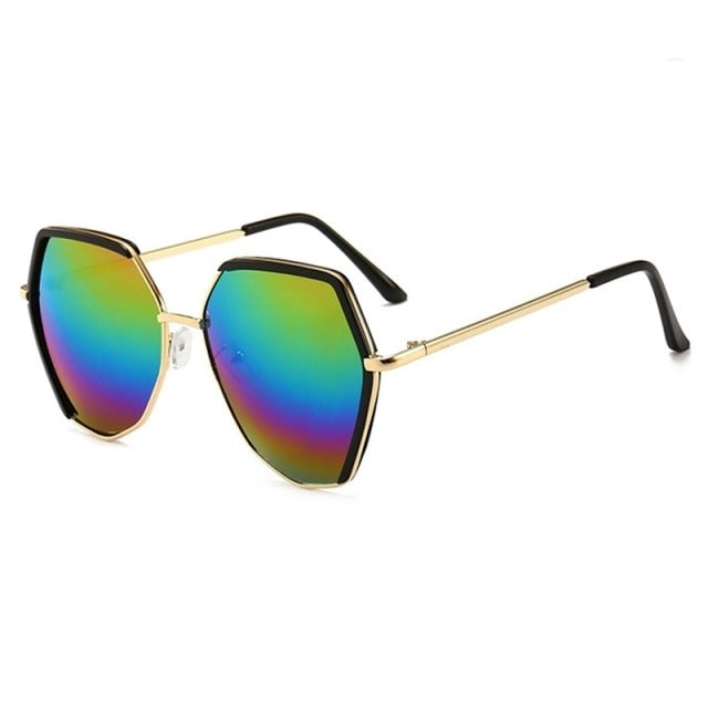 Unisex Hexagonal Semi-rimless 'Valley Sun' Metal Sunglasses