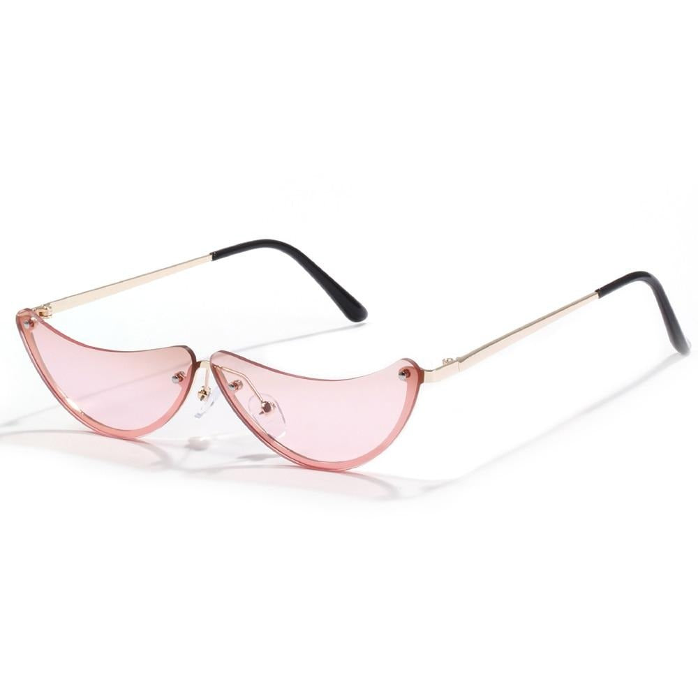 Women's Vintage Half Round Rimless 'Haft Summer' Metal Sunglasses