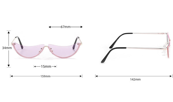 Women's Vintage Half Round Rimless 'Haft Summer' Metal Sunglasses