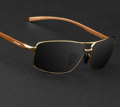 Men's Polarized Rectangular 'Lennox' Metal Sunglasses